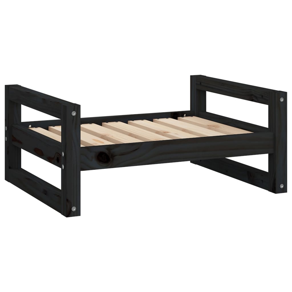 Hondenmand 65,5X50,5X28 Cm Massief Grenenhout 65.5 x 50.5 x 28 cm Zwart