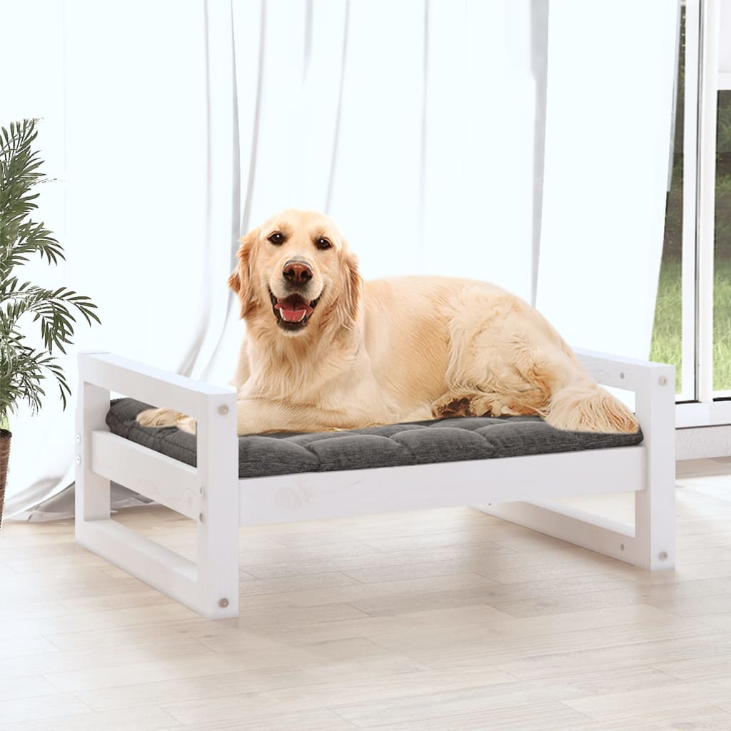 Hondenmand 75,5X55,5X28 Cm Massief Grenenhout 75.5 x 55.5 x 28 cm Wit