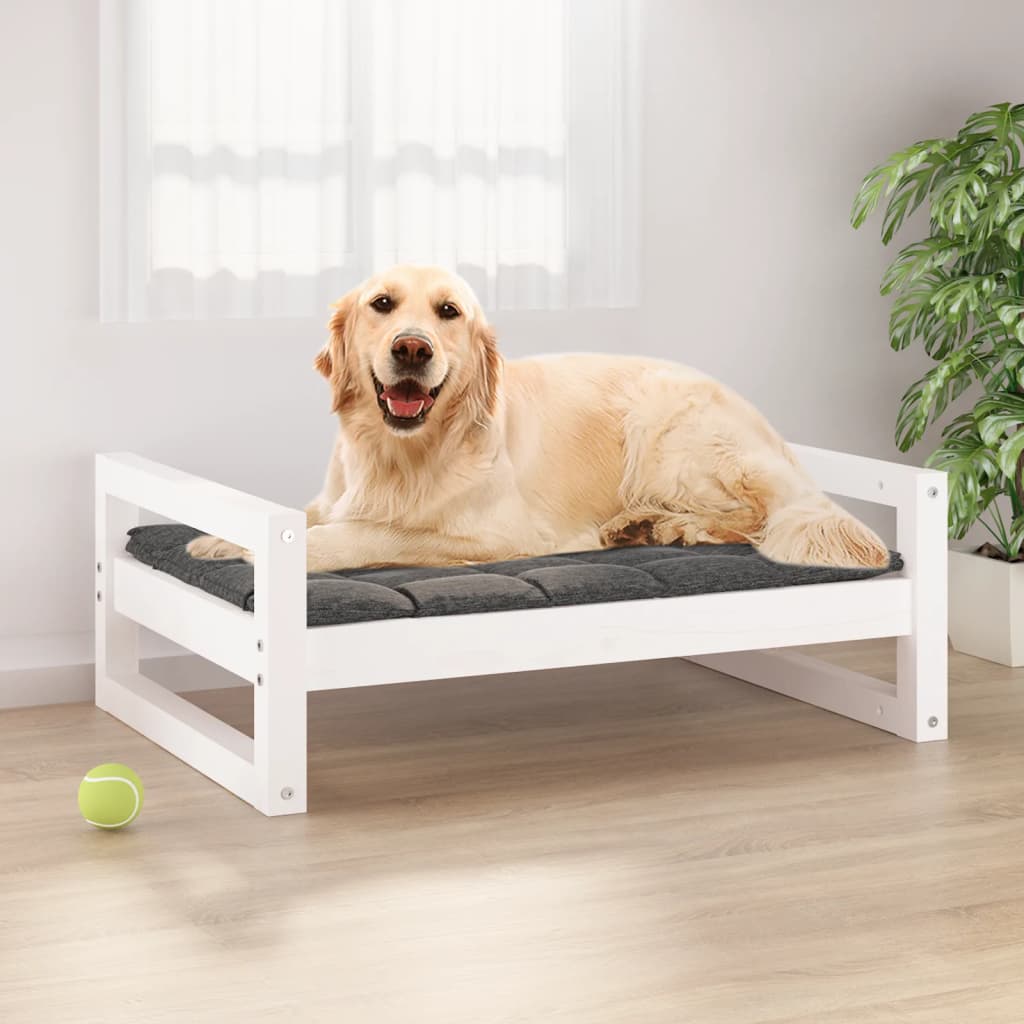 Hondenmand 75,5X55,5X28 Cm Massief Grenenhout 75.5 x 55.5 x 28 cm Wit