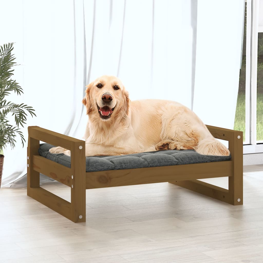 Hondenmand 75,5X55,5X28 Cm Massief Grenenhout 75.5 x 55.5 x 28 cm Honingbruin