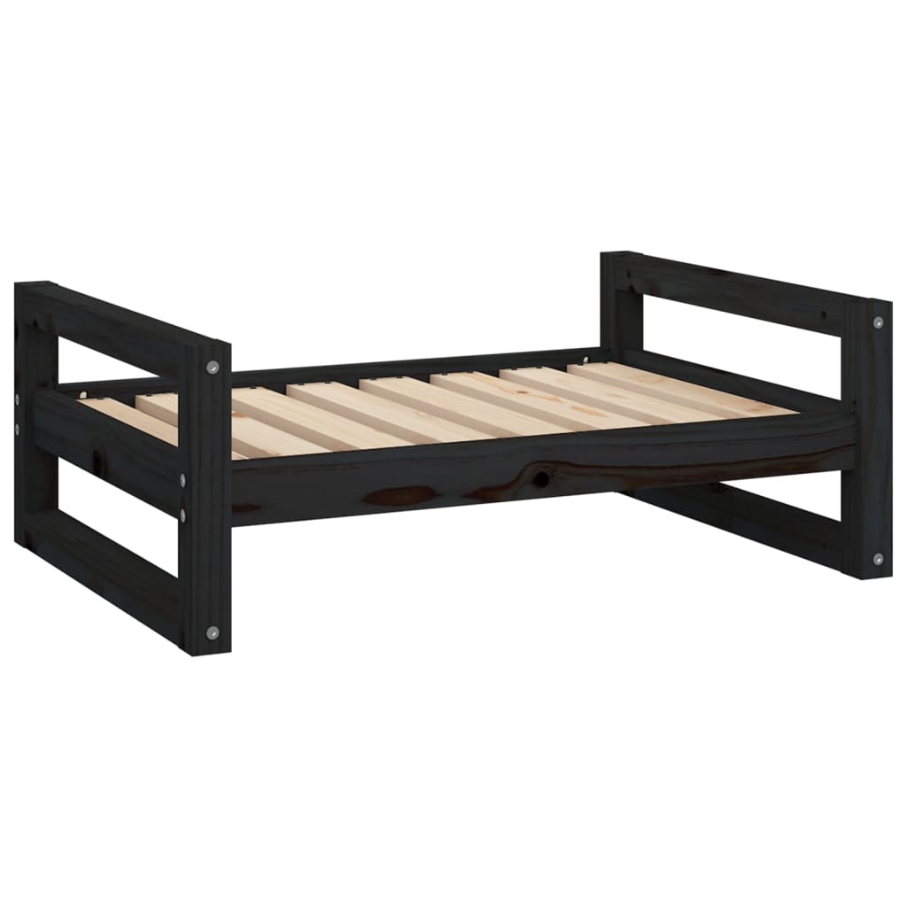 Hondenmand 75,5X55,5X28 Cm Massief Grenenhout 75.5 x 55.5 x 28 cm Zwart
