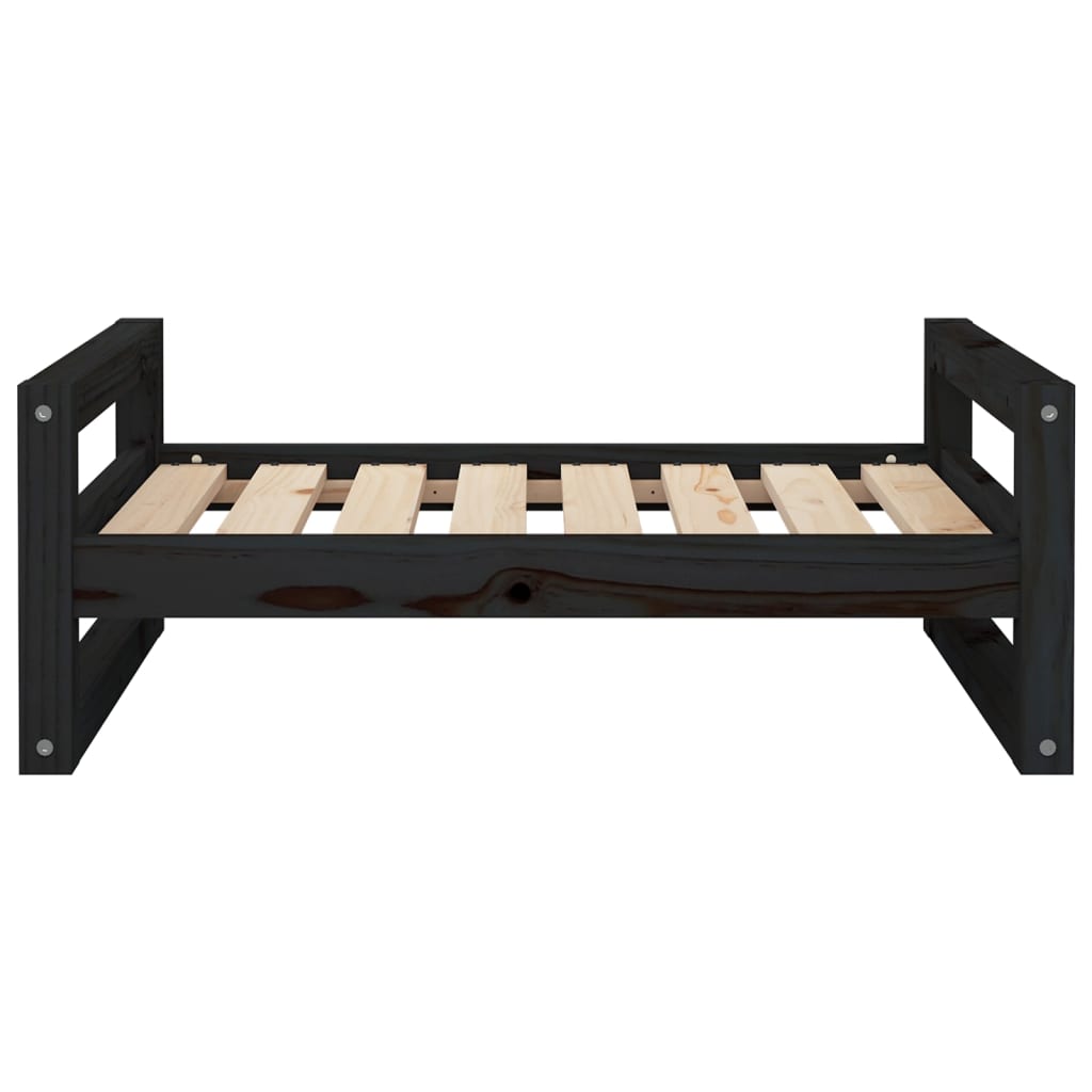 Hondenmand 75,5X55,5X28 Cm Massief Grenenhout 75.5 x 55.5 x 28 cm Zwart