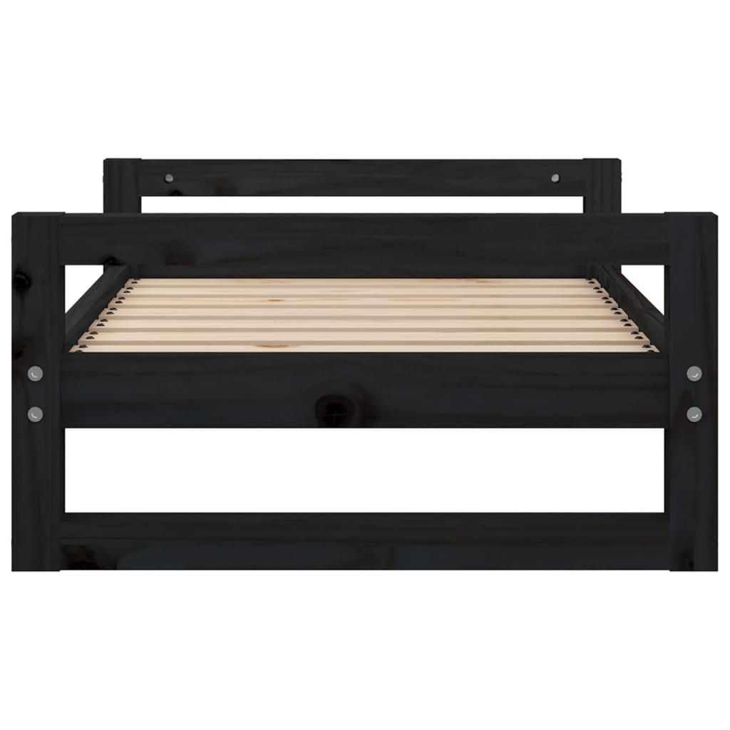 Hondenmand 75,5X55,5X28 Cm Massief Grenenhout 75.5 x 55.5 x 28 cm Zwart
