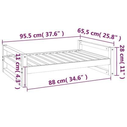 Hondenmand 95,5X65,5X28 Cm Massief Grenenhout 95.5 x 65.5 x 28 cm Wit