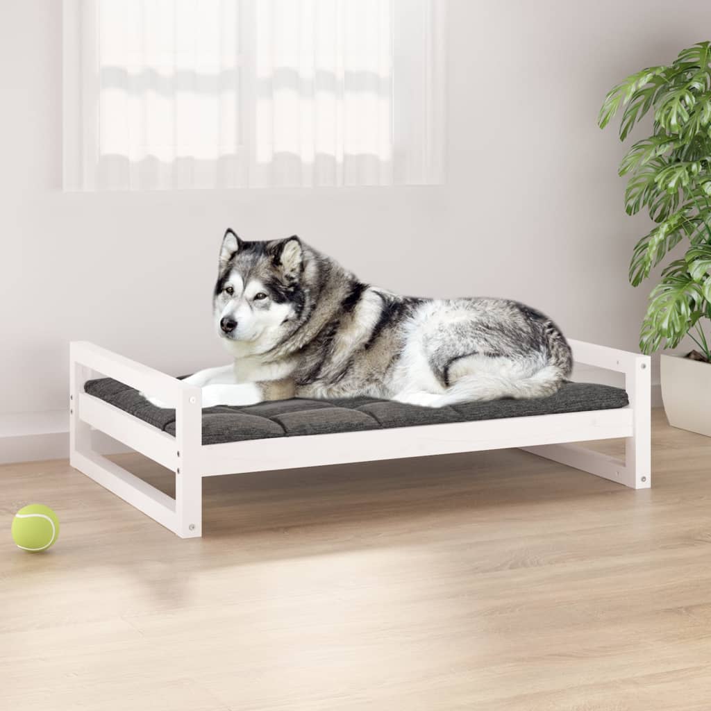 Hondenmand 105,5X75,5X28 Cm Massief Grenenhout 105.5 x 75.5 x 28 cm Wit