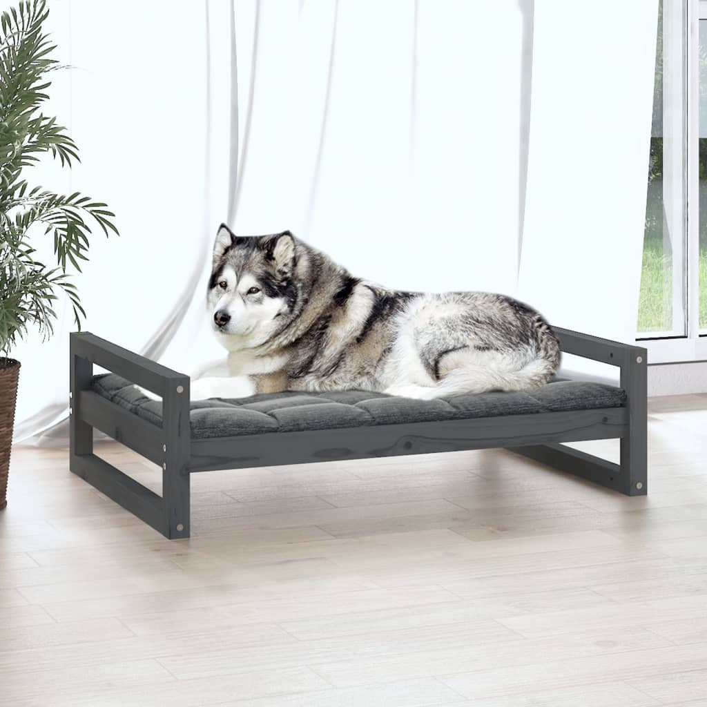 Hondenmand 105,5X75,5X28 Cm Massief Grenenhout 105.5 x 75.5 x 28 cm Grijs