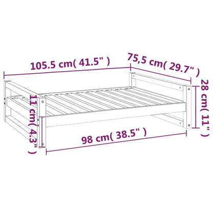 Hondenmand 105,5X75,5X28 Cm Massief Grenenhout 105.5 x 75.5 x 28 cm Grijs