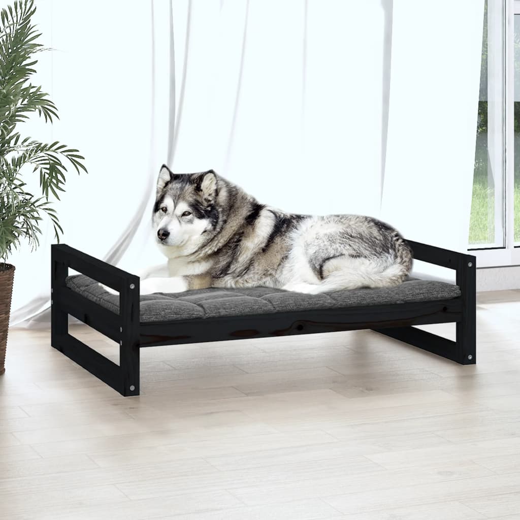 Hondenmand 105,5X75,5X28 Cm Massief Grenenhout 105.5 x 75.5 x 28 cm Zwart