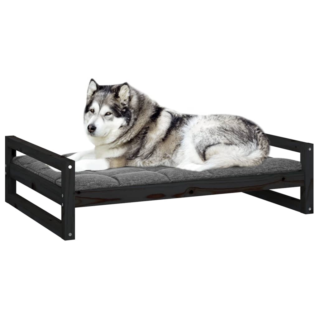 Hondenmand 105,5X75,5X28 Cm Massief Grenenhout 105.5 x 75.5 x 28 cm Zwart