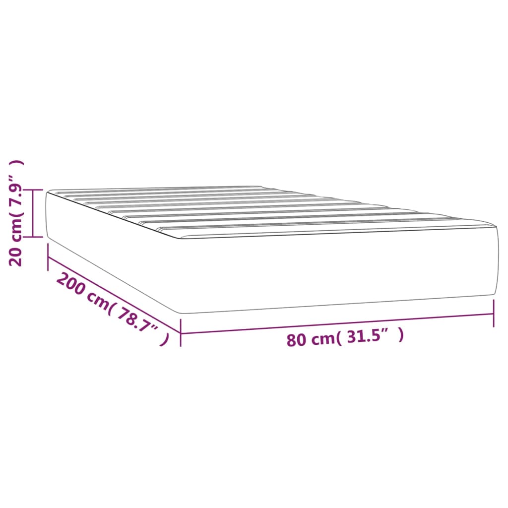 Pocketveringmatras 80x200x20 cm fluweel zwart