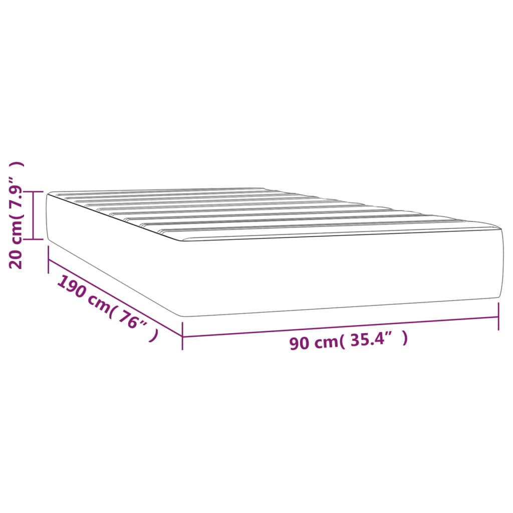 Pocketveringmatras 90x190x20 cm fluweel donkergrijs