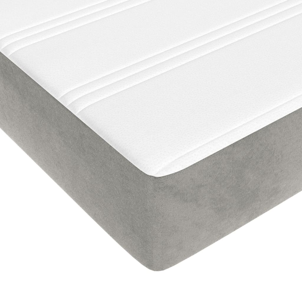 Pocketveringmatras 120x200x20 cm fluweel lichtgrijs