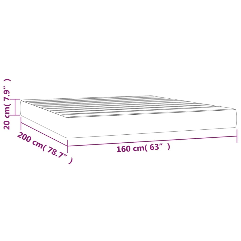 Pocketveringmatras 160x200x20 cm fluweel lichtgrijs