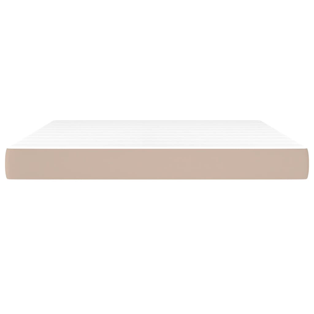 Pocketveringmatras 180x200x20 cm kunstleer cappuccinokleurig