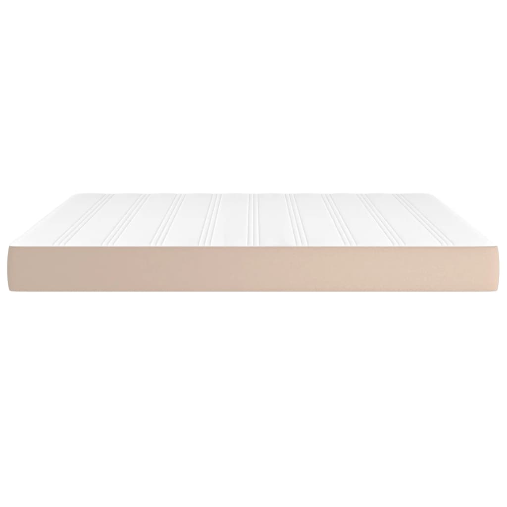 Pocketveringmatras 180x200x20 cm kunstleer cappuccinokleurig