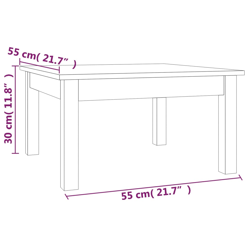 Salontafel 55x55x30 cm massief grenenhout grijs