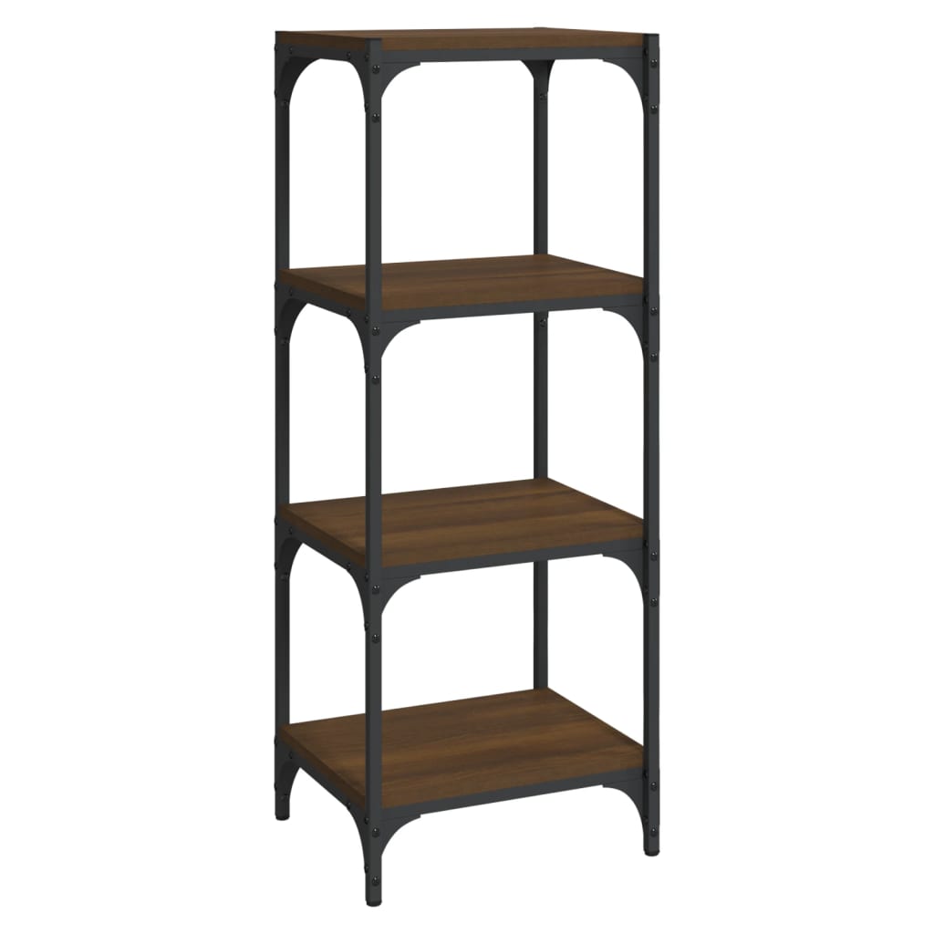 Boekenkast 40x33x100 cm bewerkt hout en staal bruin eikenkleur
