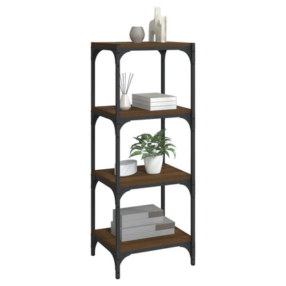 Boekenkast 40x33x100 cm bewerkt hout en staal bruin eikenkleur