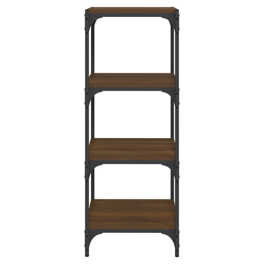Boekenkast 40x33x100 cm bewerkt hout en staal bruin eikenkleur