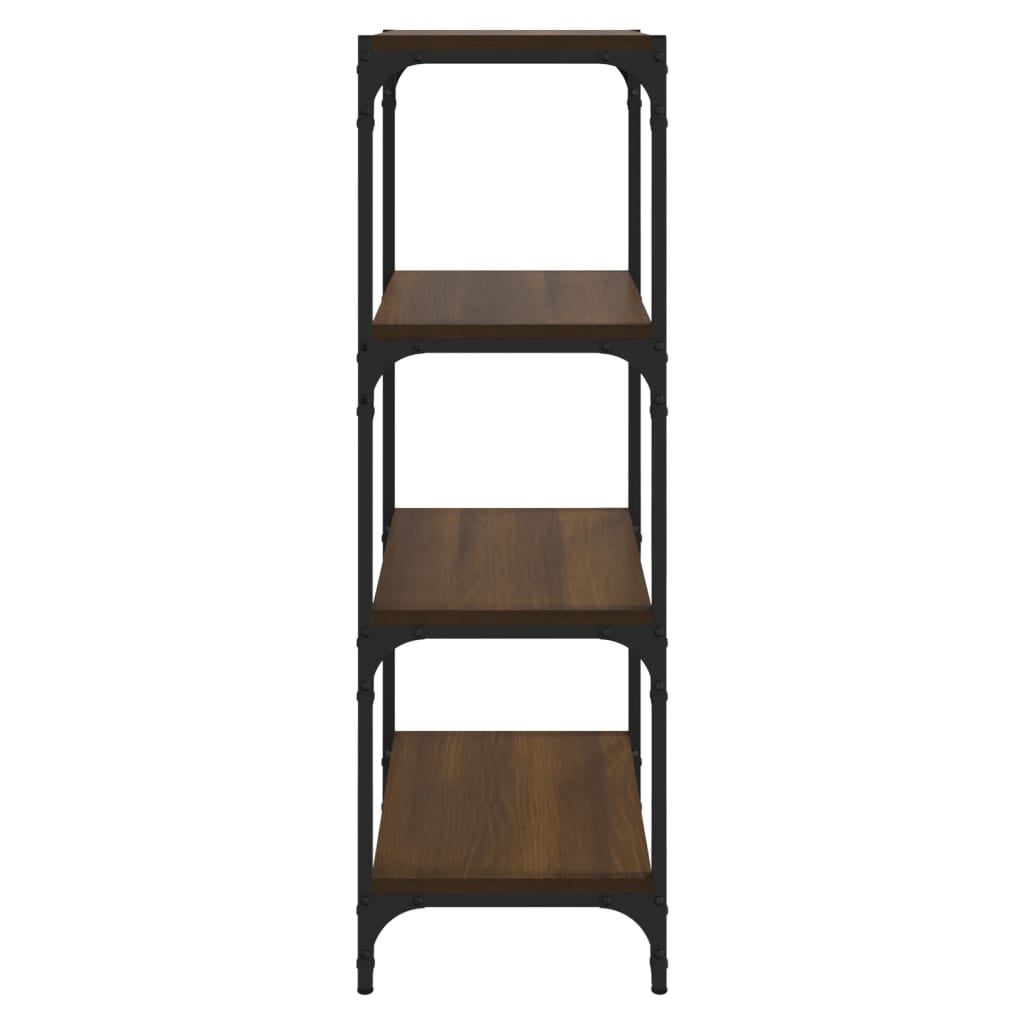 Boekenkast 40x33x100 cm bewerkt hout en staal bruin eikenkleur