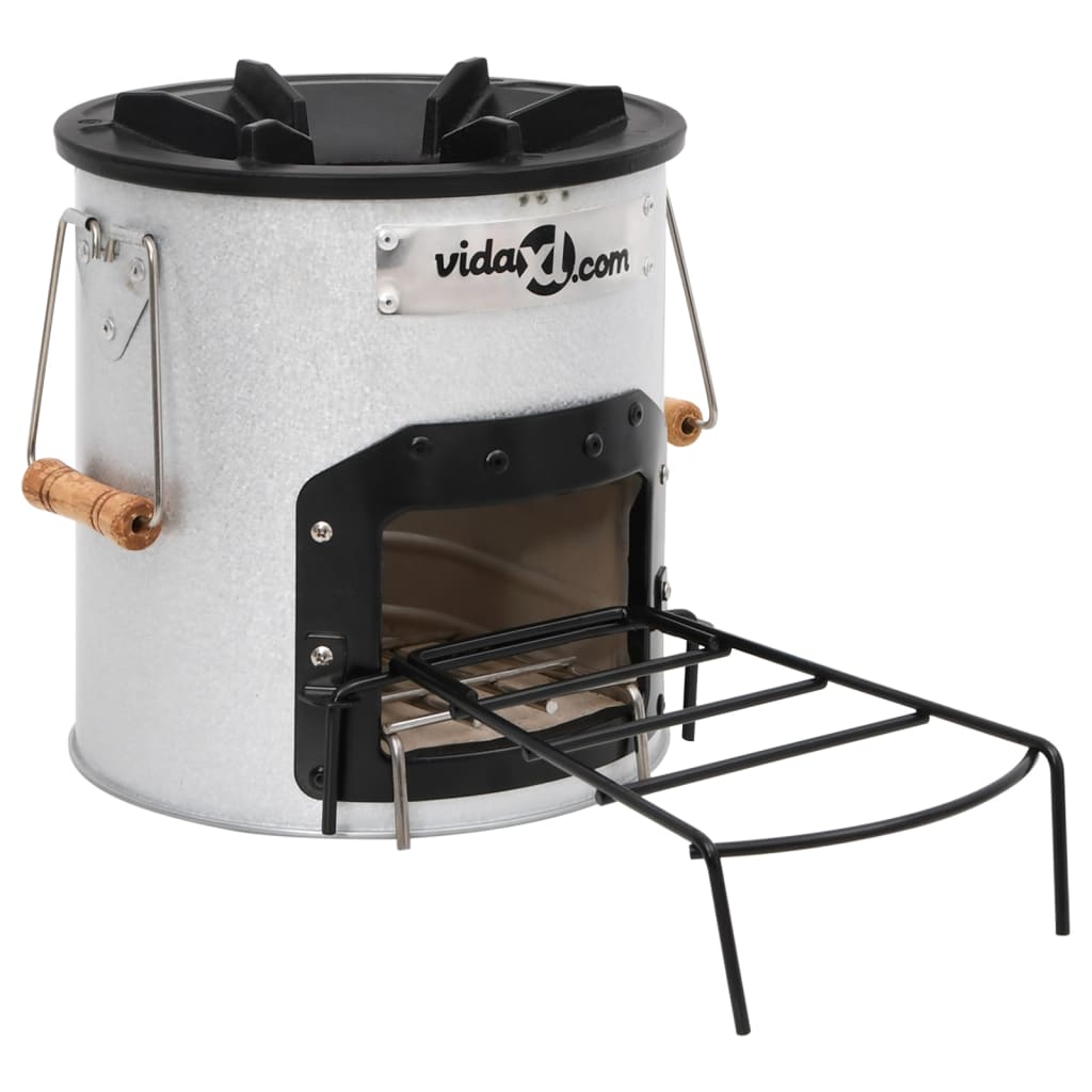 Camping houtkachel 45x25x26 cm staal zilverkleurig