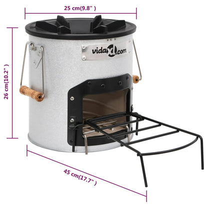 Camping houtkachel 45x25x26 cm staal zilverkleurig