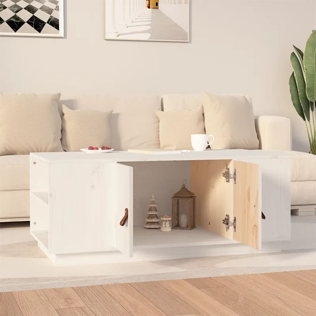 Salontafel 100x50x41 cm massief grenenhout wit