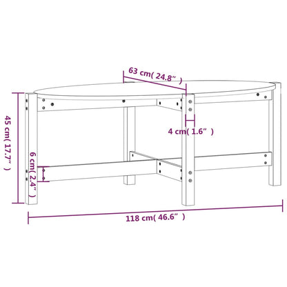 Salontafel 118x63x45 cm massief grenenhout grijs