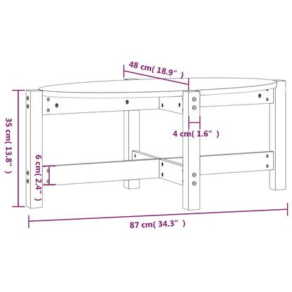 Salontafel 87x48x35 cm massief grenenhout grijs