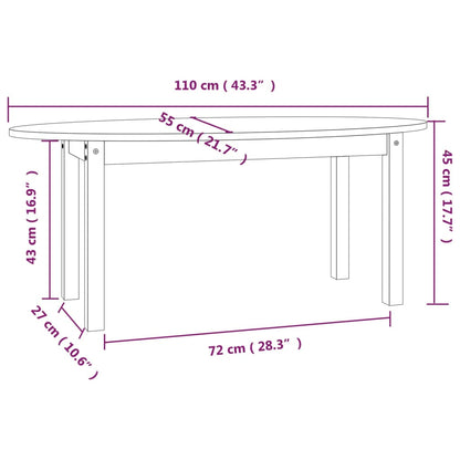 Salontafel 110x55x45 cm massief grenenhout wit