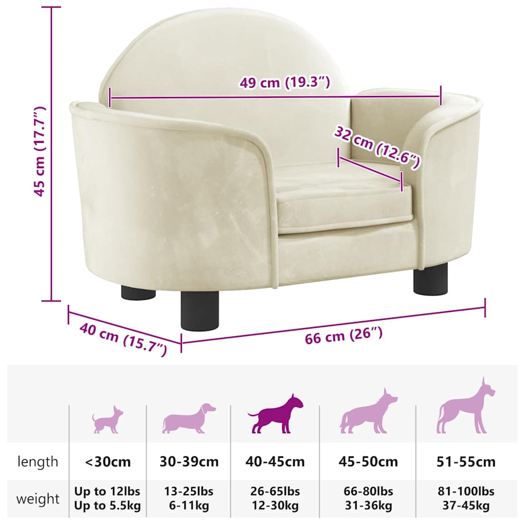 Hondenmand 66X40X45 Cm Fluweel Kleurig Crème