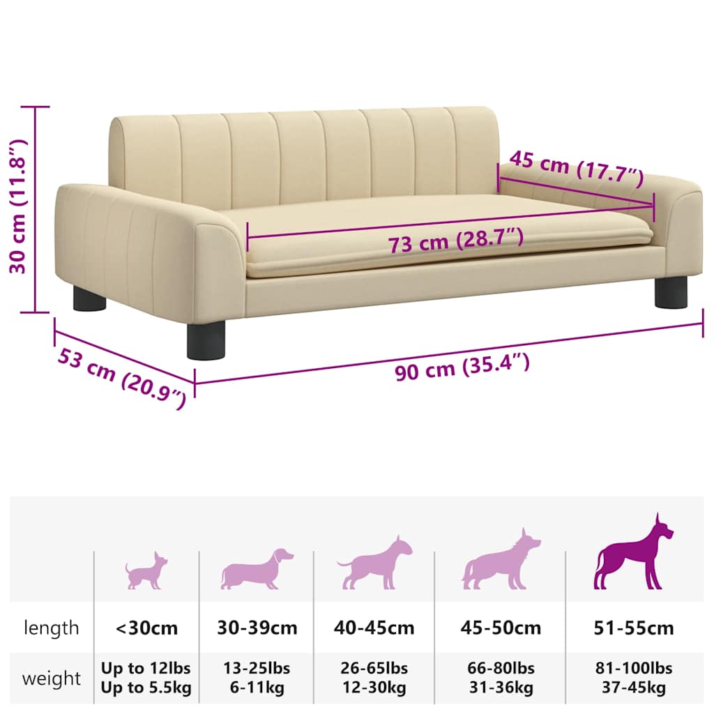 Hondenmand Kleurig 90 x 53 x 30 cm Crème Stof