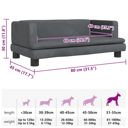 Hondenmand 80 x 45 x 30 cm Donkergrijs Fluweel