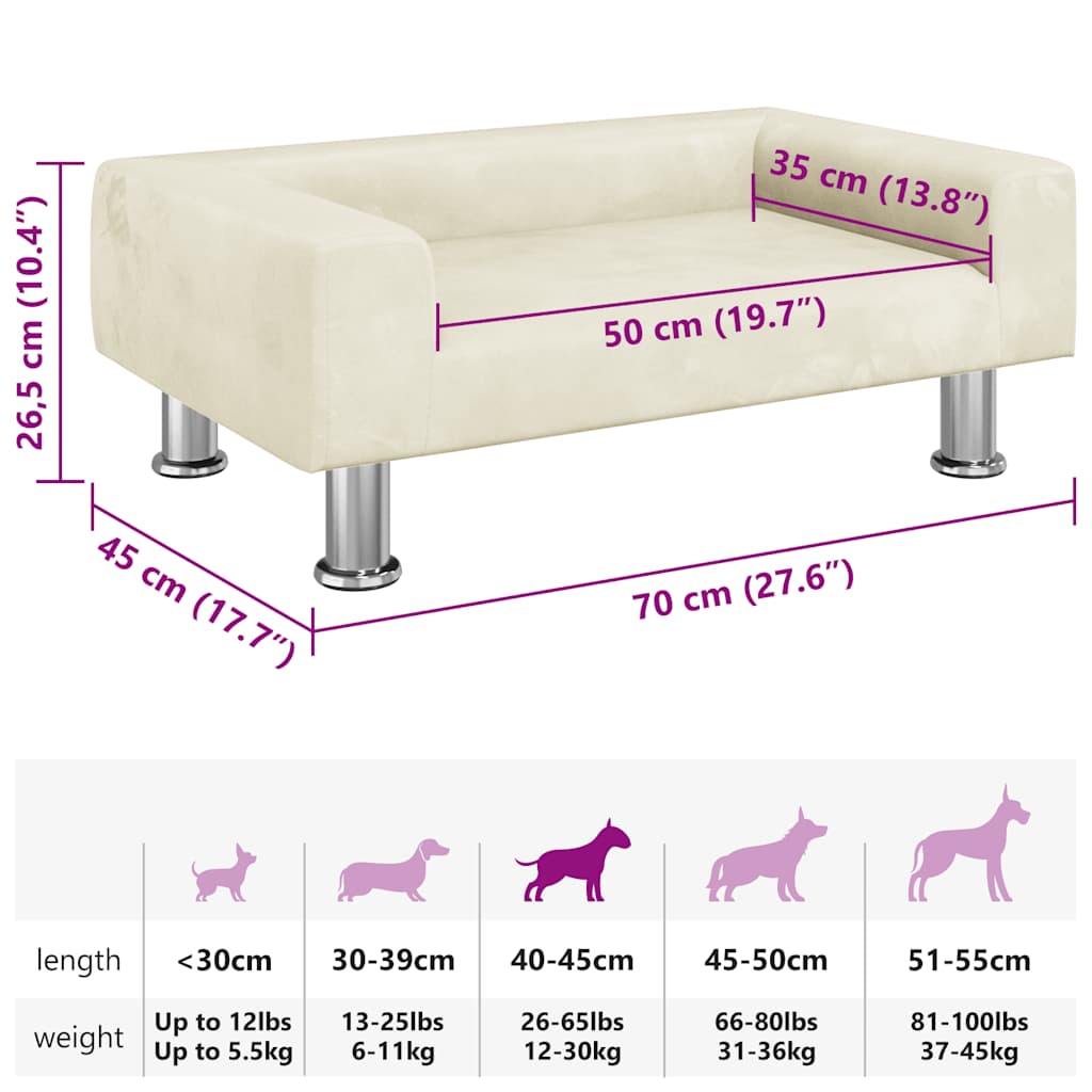 Hondenmand 70X45X26,5 Cm Fluweel Kleurig 70 x 45 x 26.5 cm Crème
