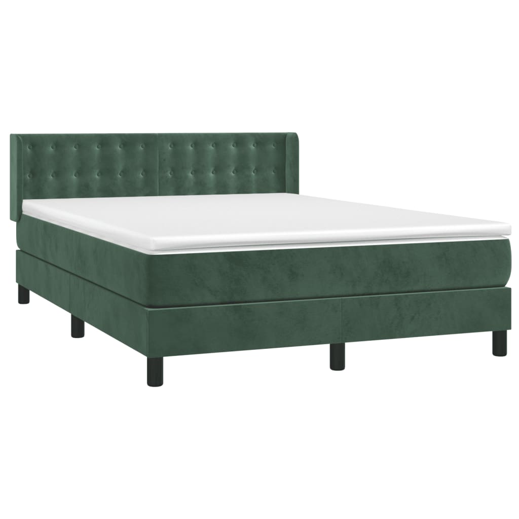 Boxspring met matras fluweel donkergroen 140x200 cm