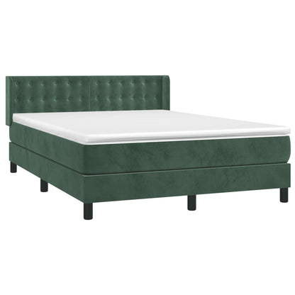Boxspring met matras fluweel donkergroen 140x200 cm