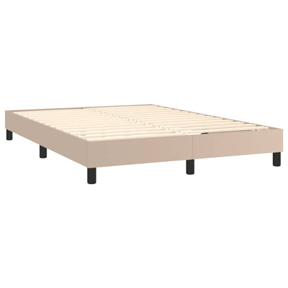 Boxspring met matras en LED kunstleer cappuccinokleur 140x200cm