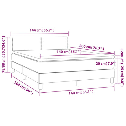 Boxspring met matras en LED fluweel donkerblauw 140x200 cm