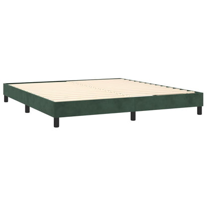 Boxspring met matras en LED fluweel donkergroen 160x200 cm
