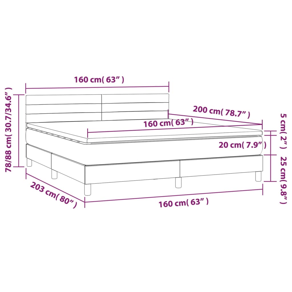 Boxspring met matras en LED fluweel donkergroen 160x200 cm