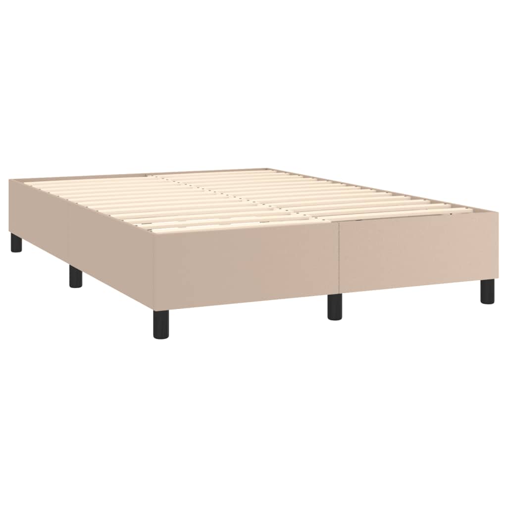Boxspring met matras en LED kunstleer cappuccinokleur 140x200cm