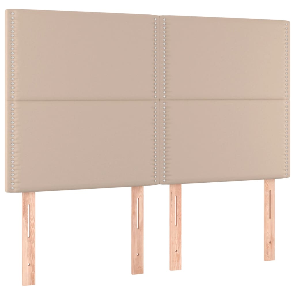 Boxspring met matras en LED kunstleer cappuccinokleur 140x200cm