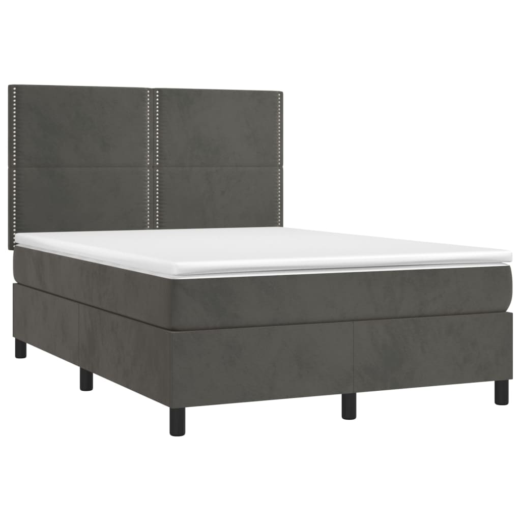 Boxspring met matras en LED fluweel donkergrijs 140x200 cm