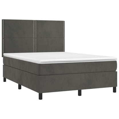 Boxspring met matras en LED fluweel donkergrijs 140x200 cm