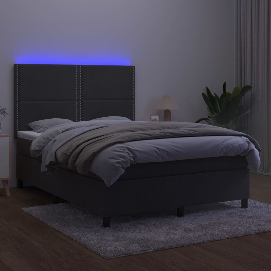 Boxspring met matras en LED fluweel donkergrijs 140x200 cm