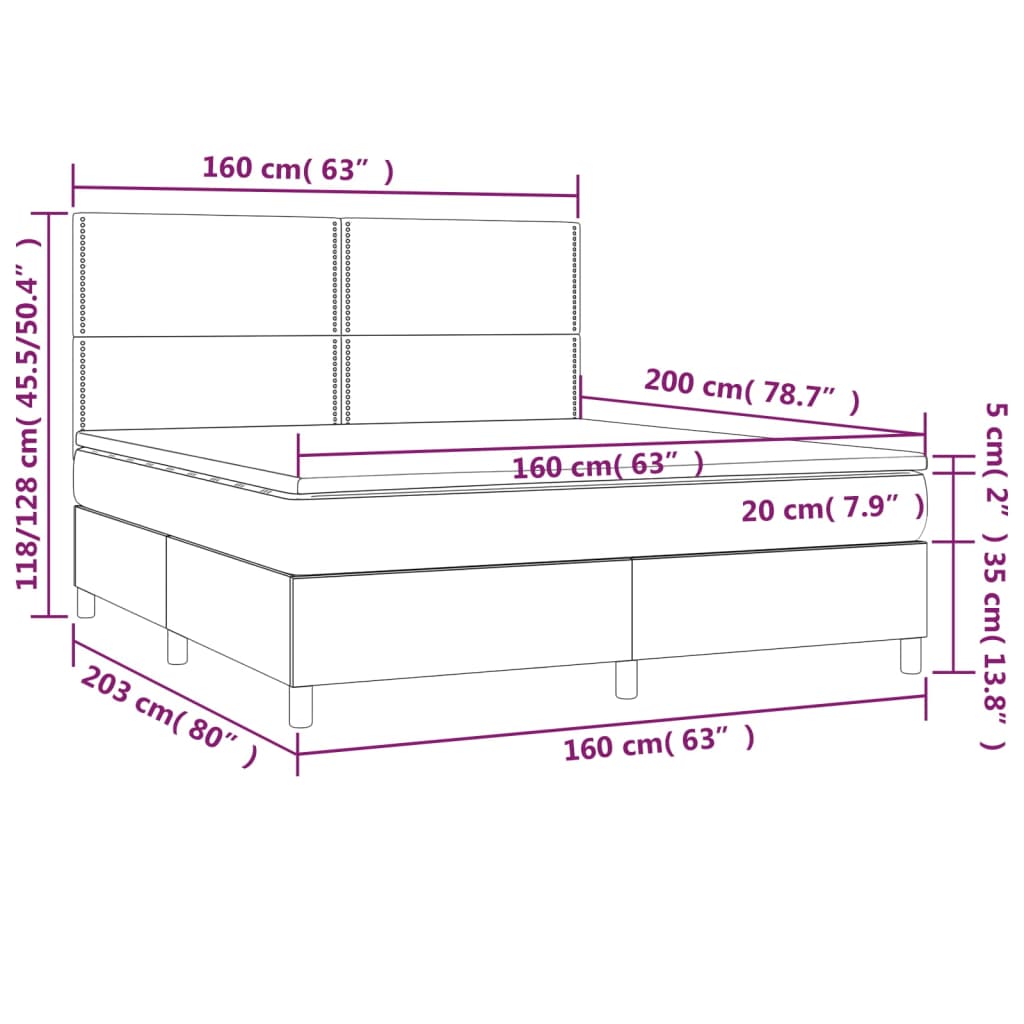 Boxspring met matras en LED fluweel donkergroen 160x200 cm