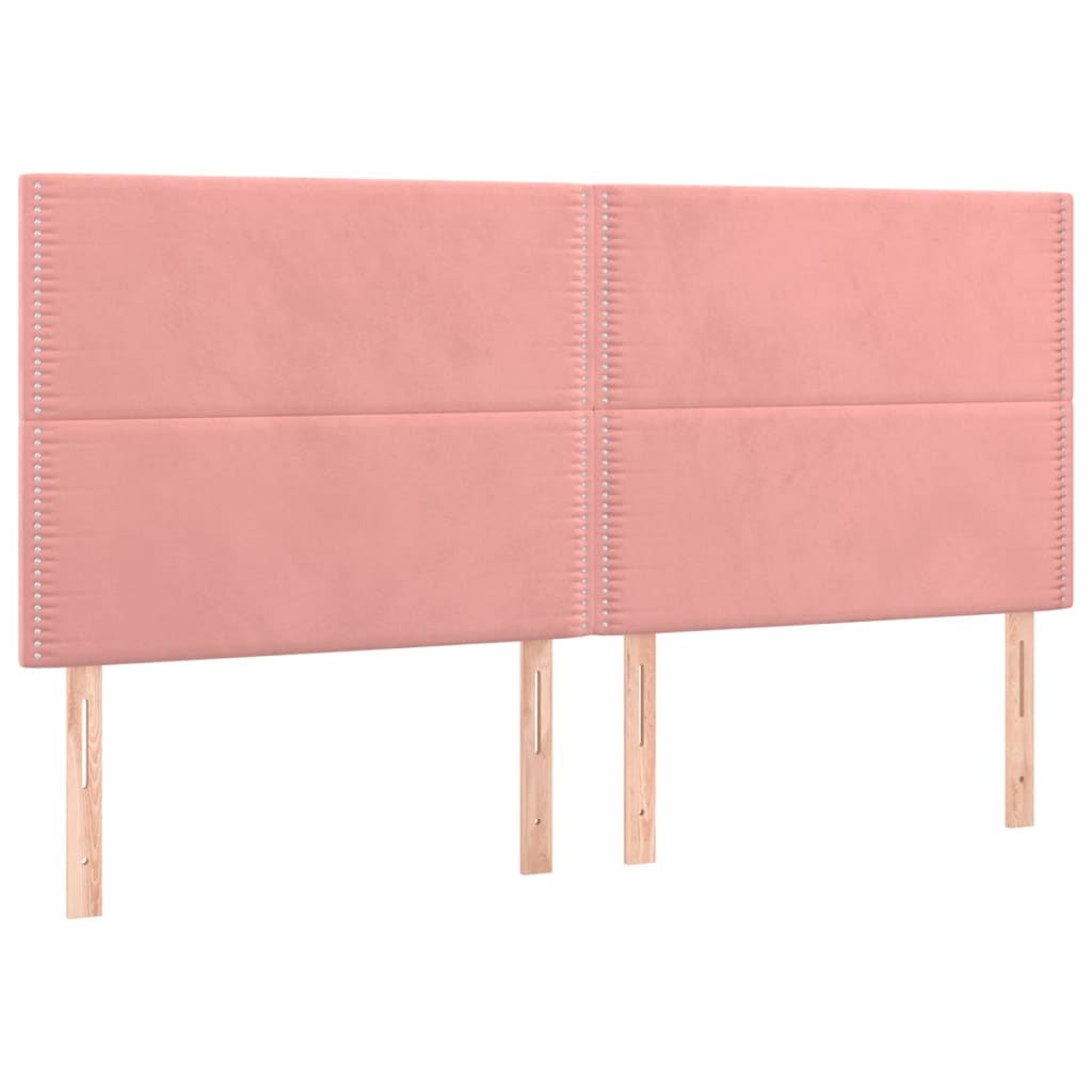 Boxspring met matras en LED fluweel roze 160x200 cm