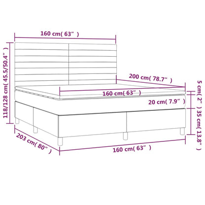 Boxspring met matras en LED fluweel donkergroen 160x200 cm