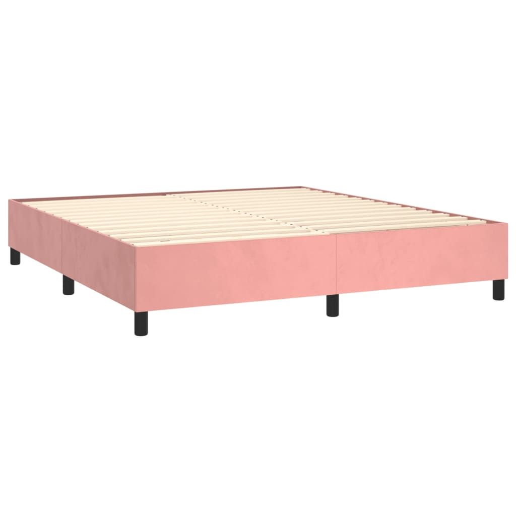 Boxspring met matras en LED fluweel roze 160x200 cm