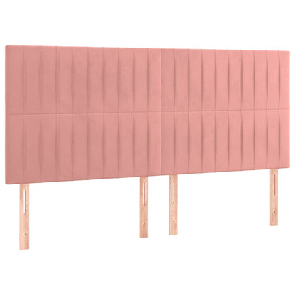 Boxspring met matras en LED fluweel roze 160x200 cm